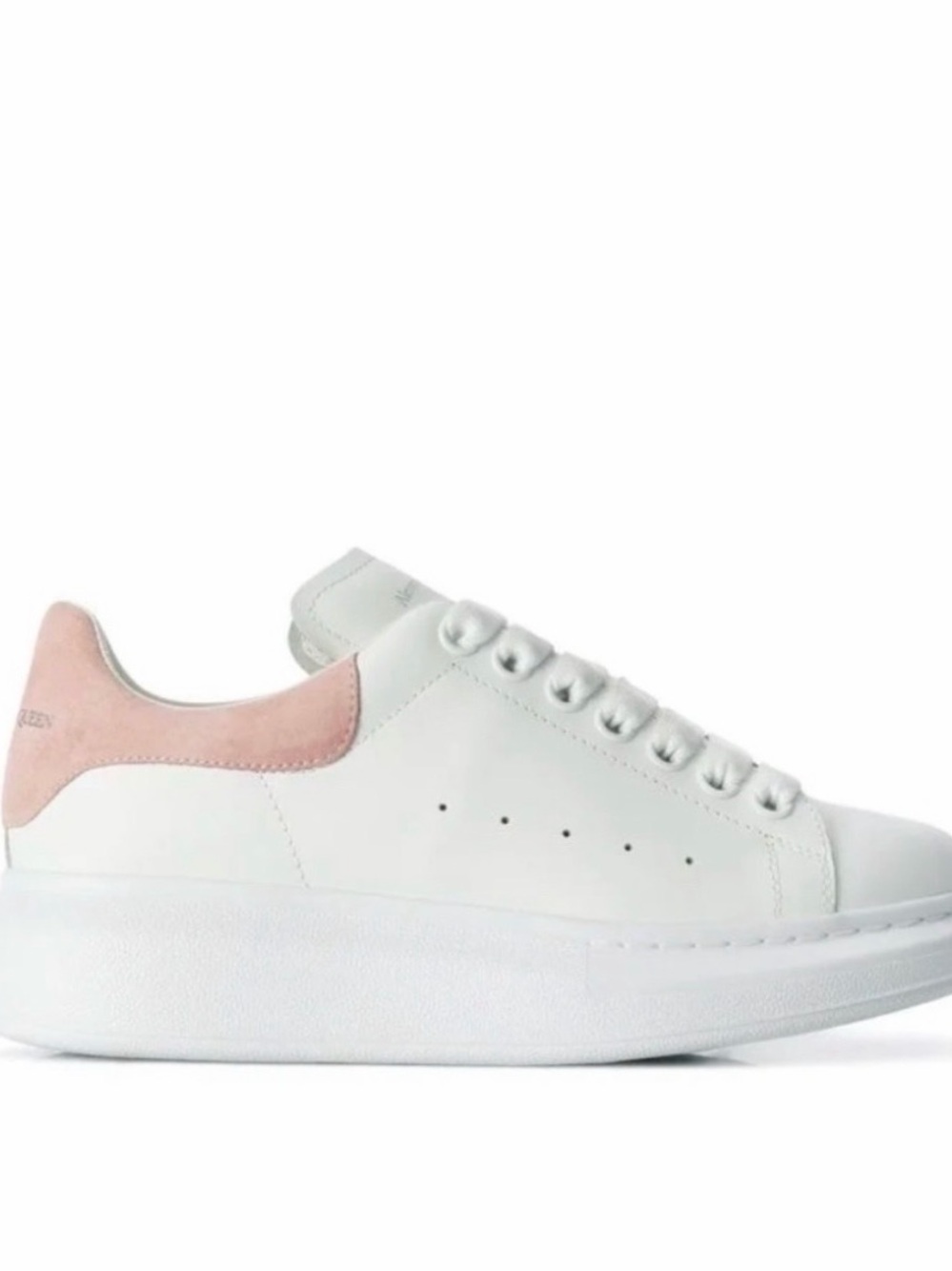 Alexander McQueen White
Leather Platform Sneakers with Blush Heel 
size 38